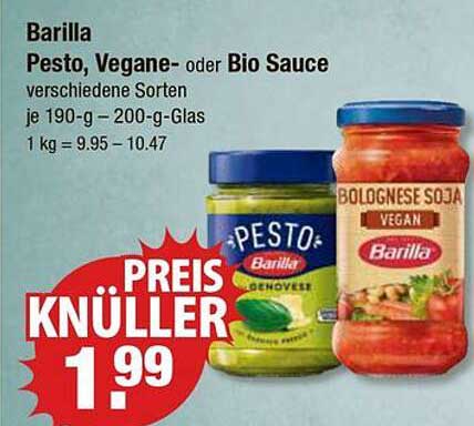 Barilla Pesto, Vegane- oder Bio Sauce verschiedene Sorten