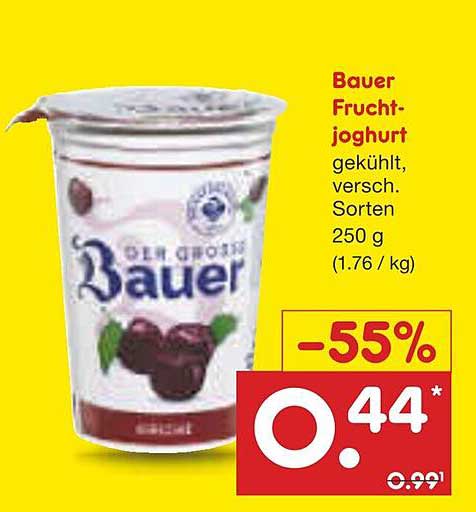 Bauer Fruchtjoghurt 250 g, gekühlt, verschiedene Sorten