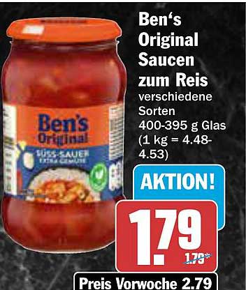 Ben's Original Saucen zum Reis - verschiedene Sorten 400-395 g Glas