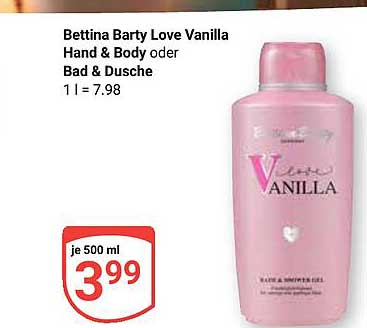 Bettina Barty Love Vanilla Hand & Body oder Bad & Dusche für 3,99 €
