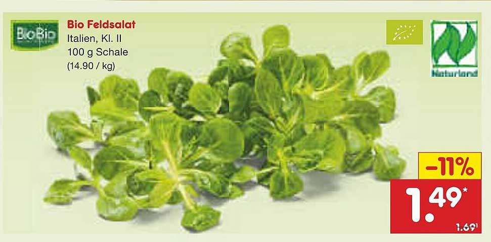 Bio Feldsalat Italien, Kl. II - 100 g Schale