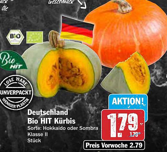 Bio HIT Kürbis - Sorte Hokkaido oder Sombra, Klasse II, Stück