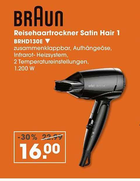 BRAUN Reisehaartrockner Satin Hair 1 BRHD130E - jetzt nur 16,00 €!