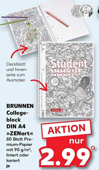 BRUNNEN Collegeblock DIN A4 »ZENart«