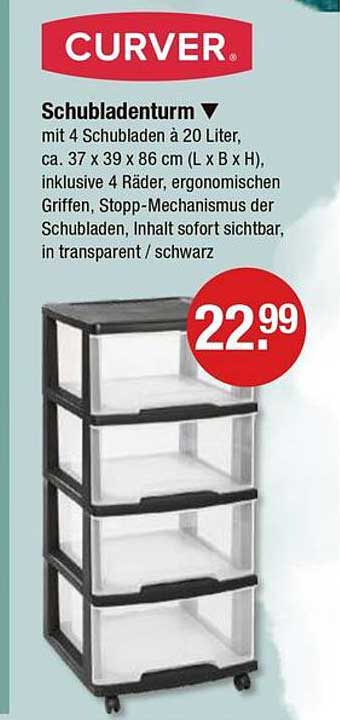 CURVER Schubladenturm mit 4 Schubladen