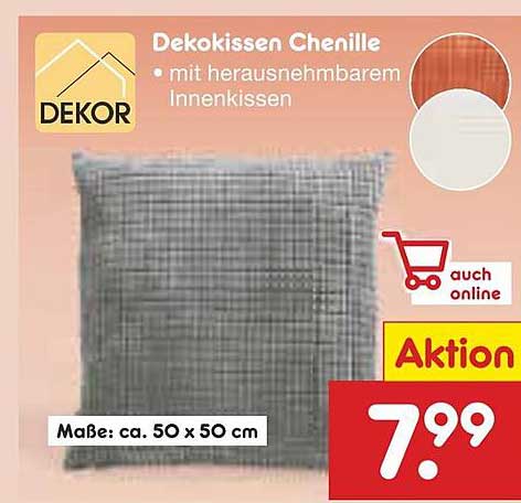 Dekokissen Chenille mit herausnehmbarem Innenkissen