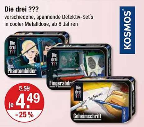 Die drei ??? Detektiv-Set in cooler Metalldose