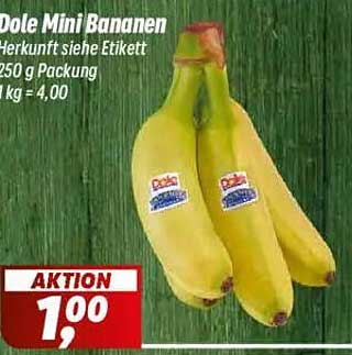 Dole Mini Bananen 250 g Packung für nur 1,00 €