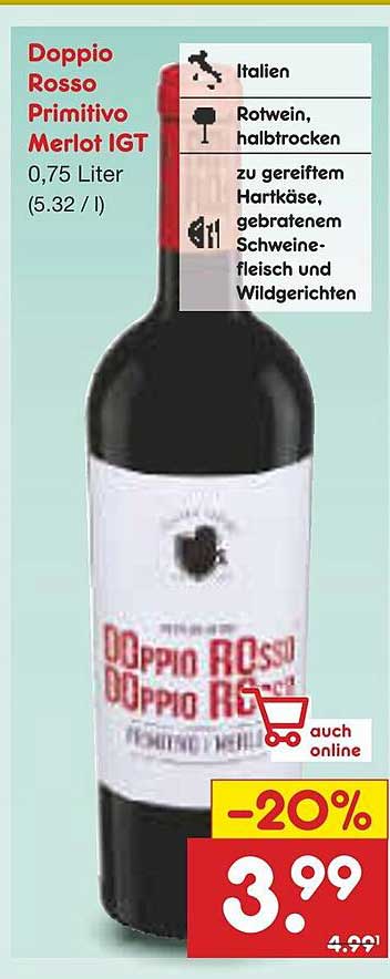 Doppio Rosso Primitivo Merlot IGT 0,75 Liter