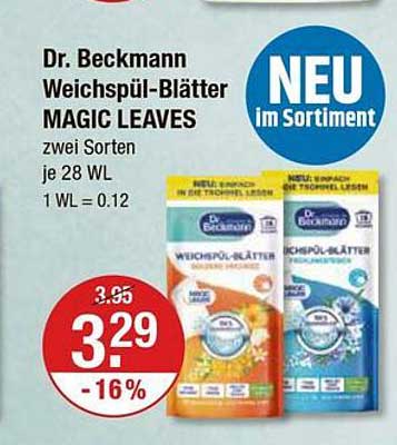 Dr. Beckmann Weichspül-Blätter MAGIC LEAVES, zwei Sorten je 28 WL