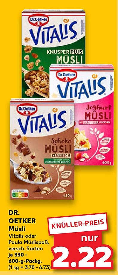 DR. OETKER Müslis - Vitalis oder Paula Müslispaß, verschiedene Sorten