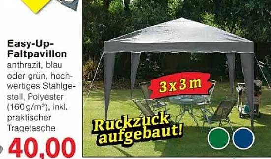 Easy-Up-Faltpavillon anthrazit, blau oder grün