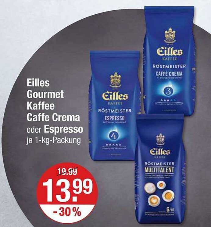 Eilles Gourmet Kaffee Caffe Crema oder Espresso je 1-kg-Packung