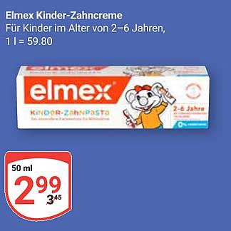 Elmex Kinder-Zahnpasta für Kinder im Alter von 2–6 Jahren