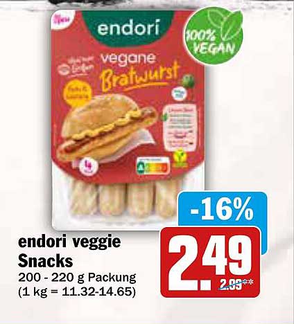 endori veggie Snacks - Vegane Bratwurst