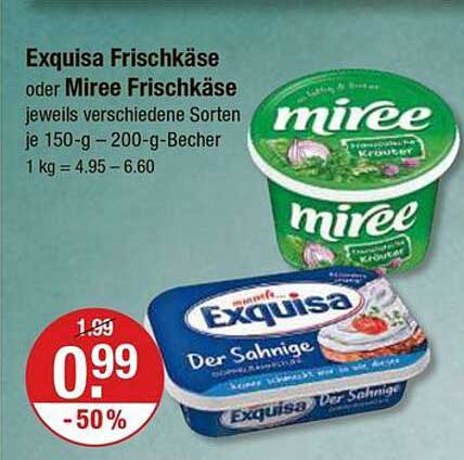 Exquisa Frischkäse oder Miree Frischkäse – Jetzt zum Sonderpreis!