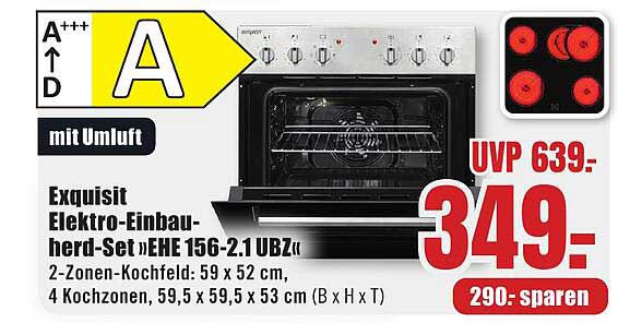 Exquisit Elektro-Einbauherd-Set »EHE 156-2.1 UBZ«