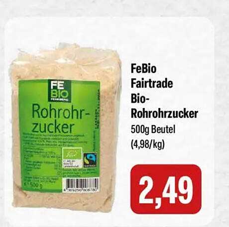 FeBio Fairtrade Bio-Rohrohrzucker 500g Beutel