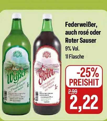 Federweißer, auch rosé oder Roter Sauser 1L Flasche