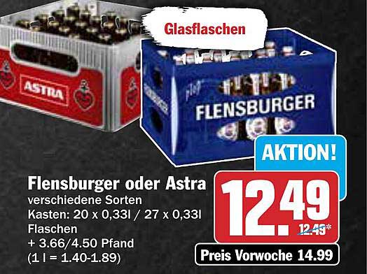 Flensburger oder Astra - Kasten à 20 x 0,33l oder 27 x 0,33l