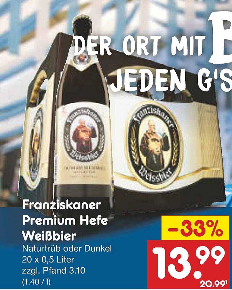 Franziskaner Premium Hefe Weißbier 20 x 0,5 Liter