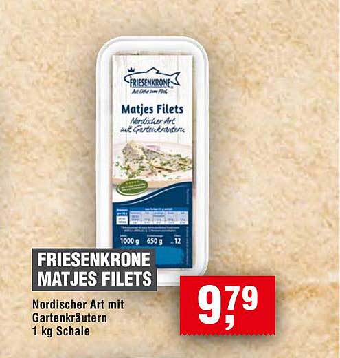 FRIESENKRONE MATJES FILETS Nordischer Art mit Gartenkräutern 1 kg Schale