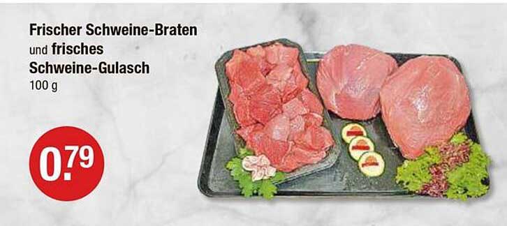 Frischer Schweine-Braten und frisches Schweine-Gulasch