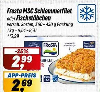 Frosta MSC Schlemmerfilet oder Fischstäbchen
