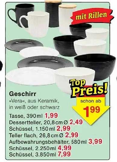 Geschirr Vera – aus Keramik in Weiß oder Schwarz