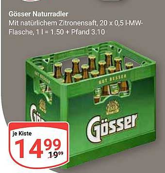 Gösser Naturradler, 20 x 0,5 l-MW-Flasche