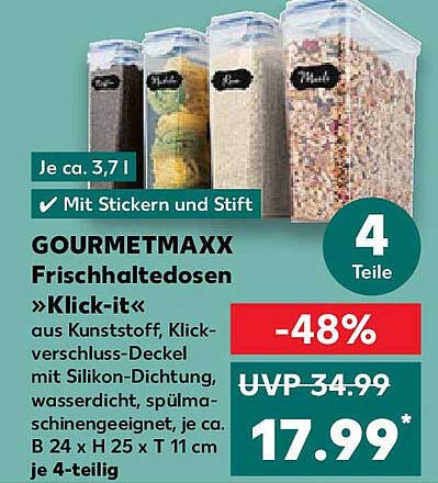 GOURMETMAXX Frischhaltedosen »Klick-it« – 4 Teile