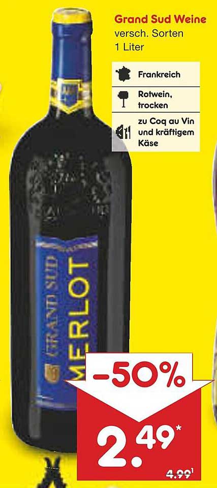 Grand Sud Weine - Rotwein, trocken, 1 Liter