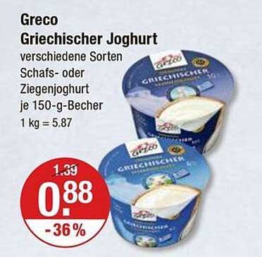 Greco Griechischer Joghurt - verschiedene Sorten Schafs- oder Ziegenjoghurt