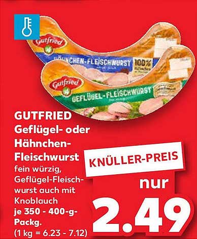 GUTFRIED Geflügel- oder Hähnchen-Fleischwurst