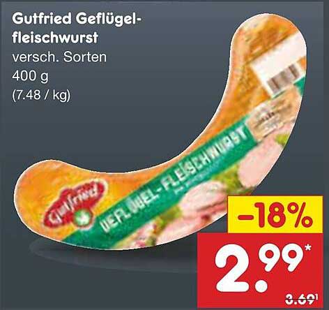 Gutfried Geflügelfleischwurst 400 g - Jetzt nur 2,99 €!