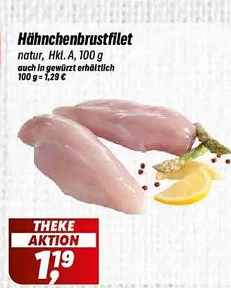Hähnchenbrustfilet natur, Hkl. A, 100 g