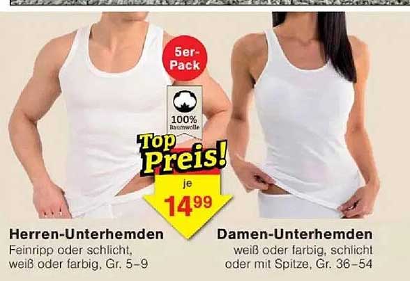 Herren- und Damen-Unterhemden im 5er-Pack
