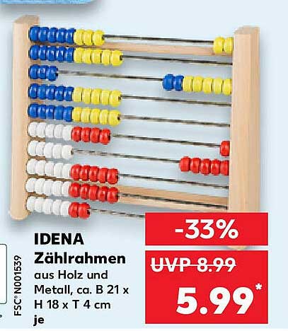 IDENA Zählrahmen aus Holz und Metall
