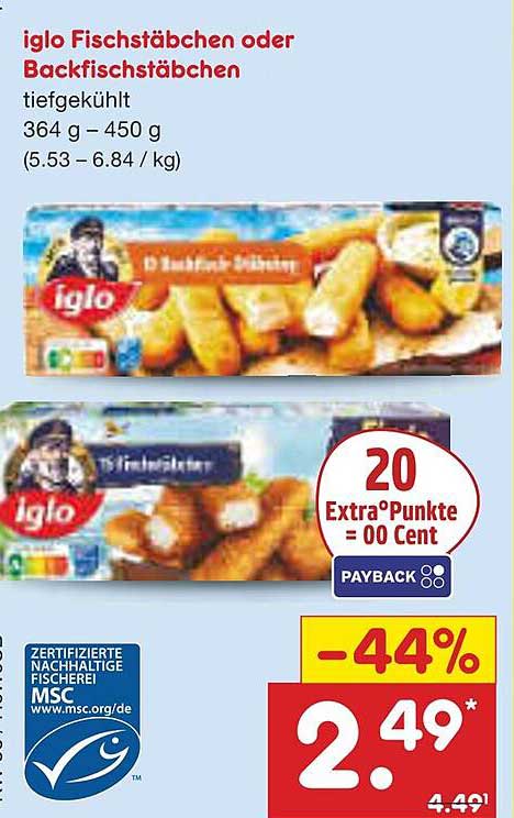 iglo Fischstäbchen oder Backfischstäbchen 364 g - 450 g