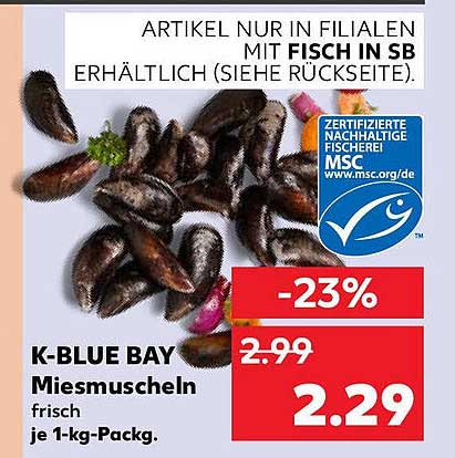 K-BLUE BAY Miesmuscheln frisch je 1-kg-Pack.