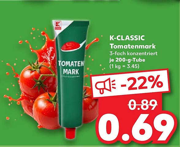 K-CLASSIC Tomatenmark 3-fach konzentriert 200-g-Tube