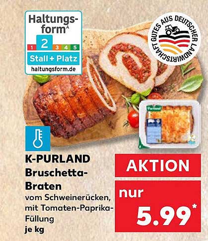 K-PURLAND Bruschetta-Braten vom Schweinerücken, mit Tomaten-Paprika-Füllung je kg