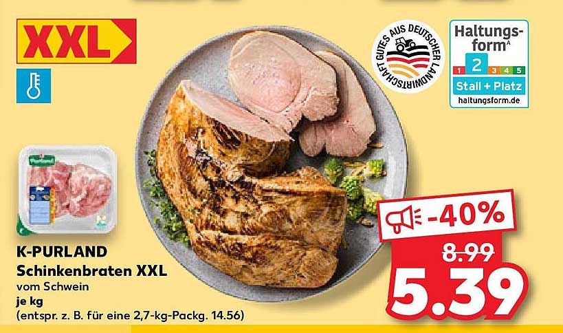 K-PURLAND Schinkenbraten XXL vom Schwein je kg