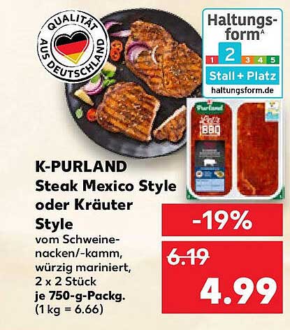 K-PURLAND Steak Mexico Style oder Kräuter Style