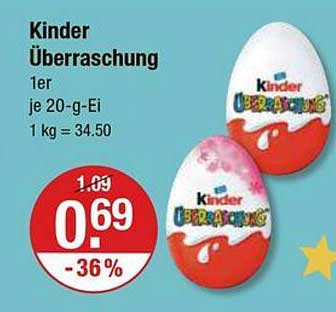 Kinder Überraschung 1er je 20-g-Ei - 36% günstiger!