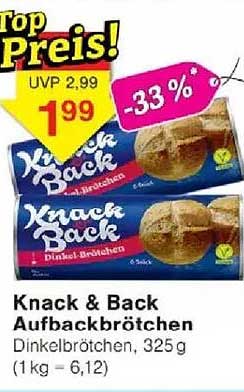 Knack & Back Aufbackbrötchen Dinkelbrötchen, 325 g