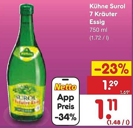 Kühne Surol 7 Kräuter Essig 750 ml
