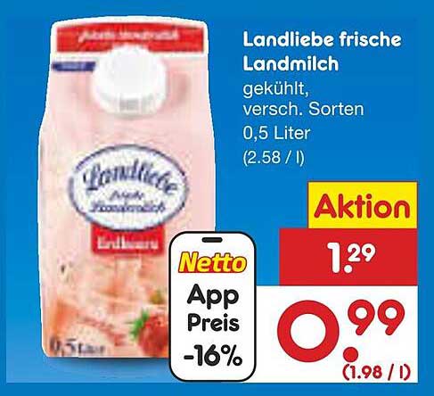 Landliebe frische Landmilch, 0,5 Liter