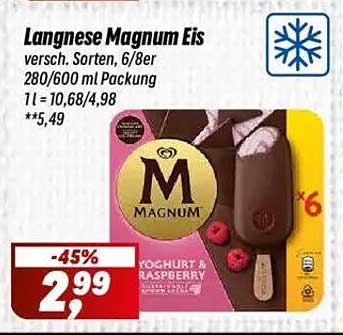 Langnese Magnum Eis, verschiedene Sorten, 6/8er Packung