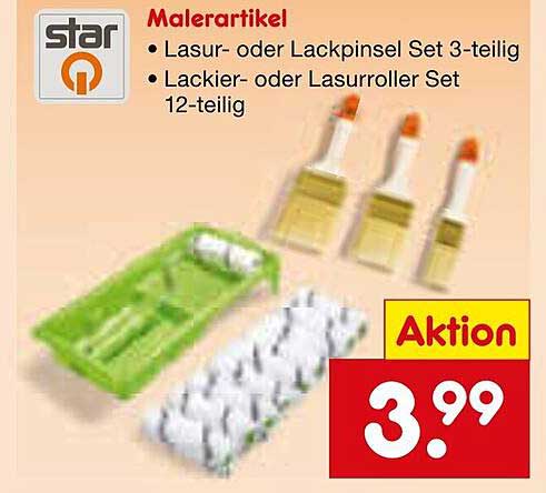 Lasur- oder Lackpinsel Set 3-teilig & Lackier- oder Lasurroller Set 12-teilig